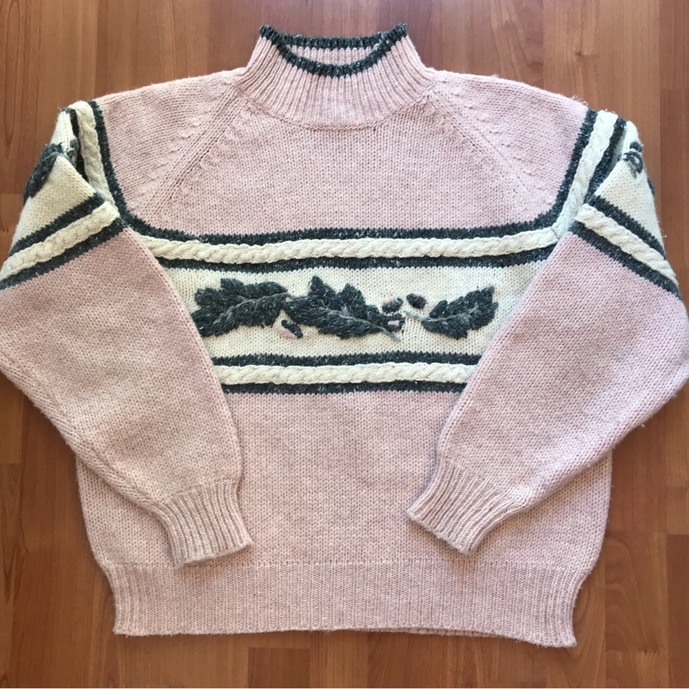 ESPRIT SPORT | Vintage 80’s Sporty Pink & Grey Wool Blend Knit Sweater Size L